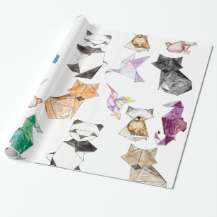 Papier Cadeau Animaux de papier géométriques tirés par la main