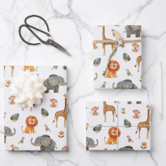 Papier cadeau Animaux de Safari Ludiques (v.2)