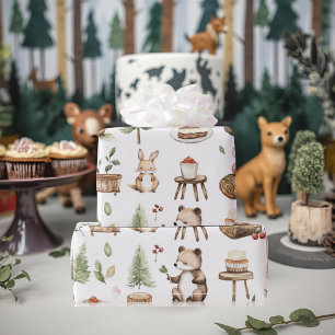 Papier Cadeau Animaux des bois fête de la forêt d'anniversaire
