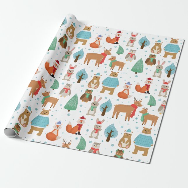 Papier Cadeau Animaux d'hiver (Déroulé)
