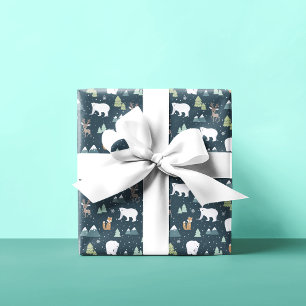 Papier Cadeau Animaux d'hiver Noël Motif