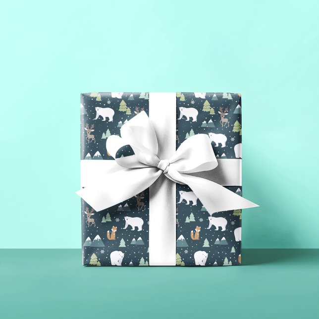 Papier Cadeau Animaux d'hiver Noël Motif (Créateur téléchargé)