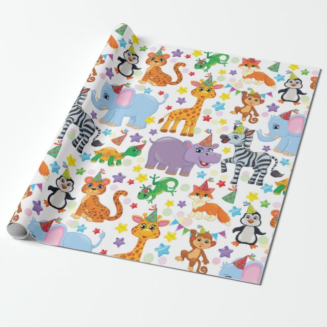 Papier Cadeau Animaux du zoo pour enfants (Déroulé)