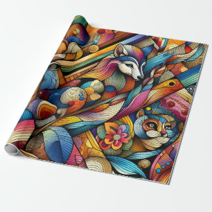 Papier Cadeau Animaux Géométriques Représentés Art Moderne
