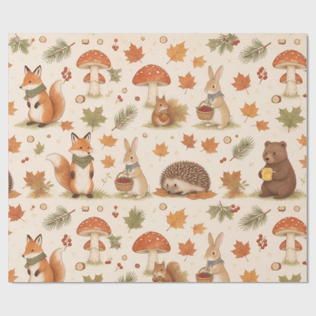 Papier Cadeau Animaux mignons de la forêt (Plat)