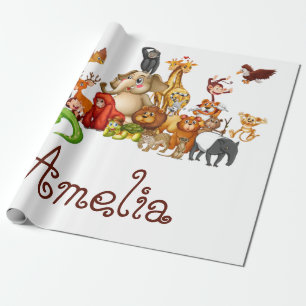 Papier Cadeau Animaux personnalisés pour enfants 