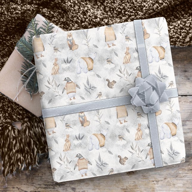 Papier Cadeau Animaux sur la glace Noël Tan ID987 (Créateur téléchargé)