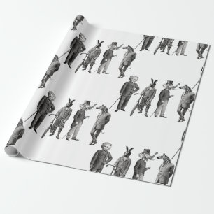 Papier Cadeau animaux victoriens hommes drôle