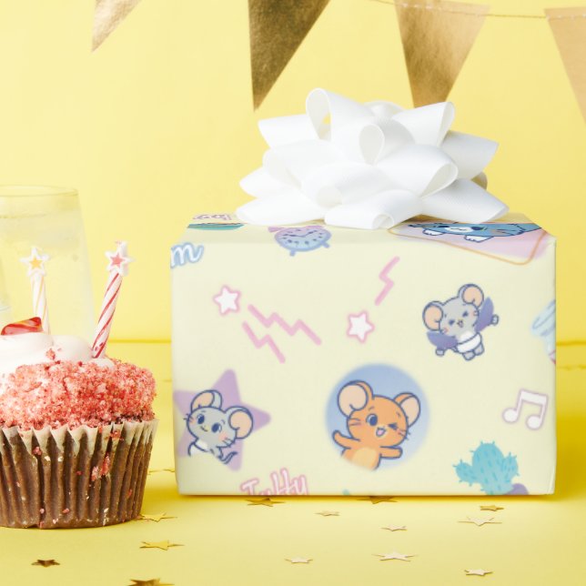 Papier Cadeau Anime Tom, Jerry et Tuffy Playtime Motif (Fête d'anniversaire)