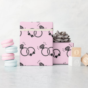 Papier Cadeau Anneaux de mariage mignons doux rose clair sans co