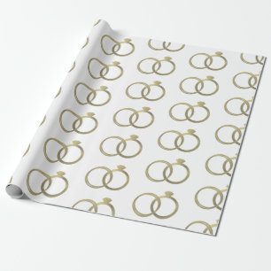 Papier Cadeau Anneaux dorés de luxe pour emballage de mariage