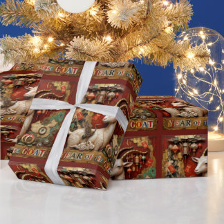 Papier Cadeau Année de la Chèvre 2027 Emballage Capricorne Chanc