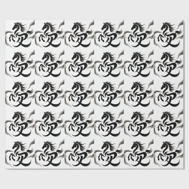 Papier Cadeau Année du cheval 2026 (Plat)