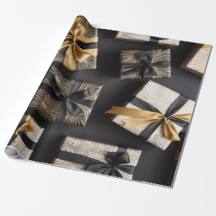Papier Cadeau Années 20, avec de l'or motif art déco