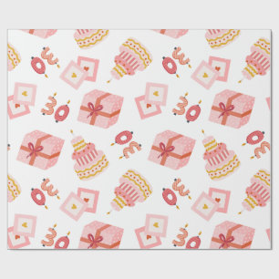 Papier Cadeau Anniversaire 30 ans blanc et rose