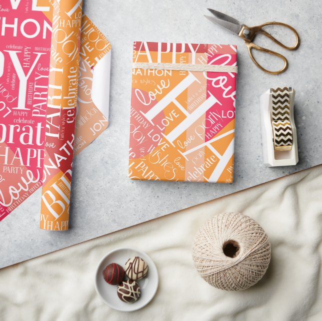 Papier Cadeau Anniversaire Ajouter un bloc de couleur de nom lon (Artisanat)