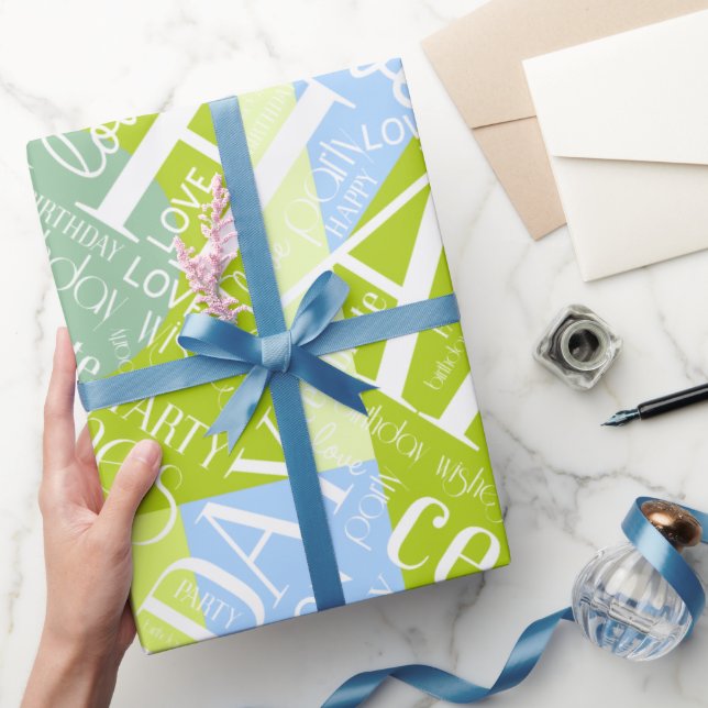 Papier Cadeau Anniversaire Ajouter un bloc de couleur de nom lon (Cadeaux)