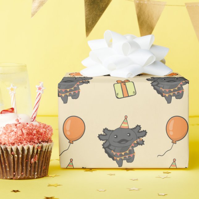 Papier Cadeau Anniversaire Animal Cute Axolotl Anniversaire de e (Fête d'anniversaire)