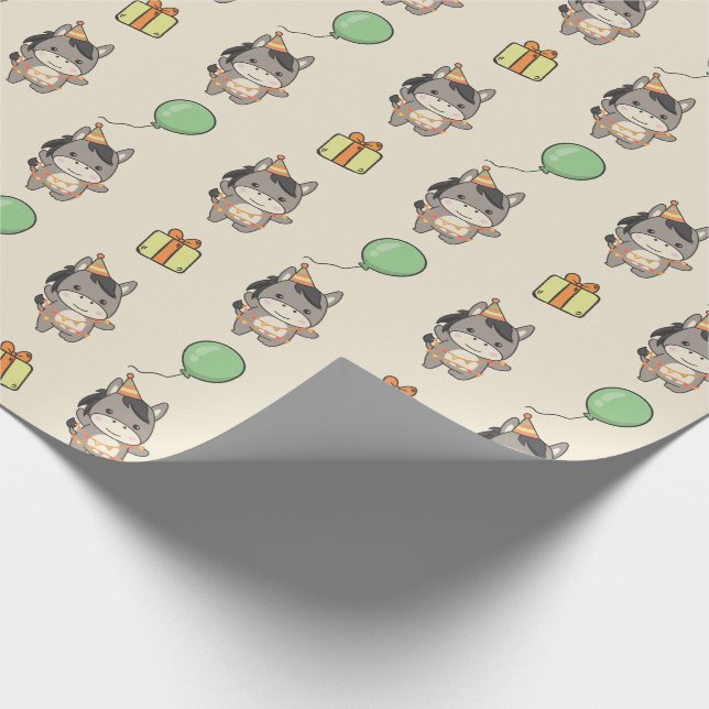 Papier Cadeau Anniversaire Animal Cute Donkey Anniversaire de en (Coin)
