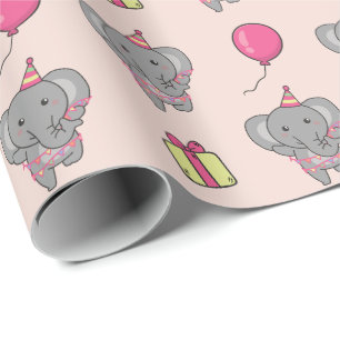 Papier Cadeau Anniversaire Animal Cute Elephant Anniversaire de