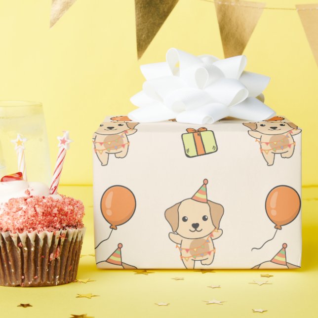 Papier Cadeau Anniversaire Animal Cute Labrador Anniversaire de  (Fête d'anniversaire)