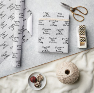 Papier Cadeau Anniversaire argent nom élégant