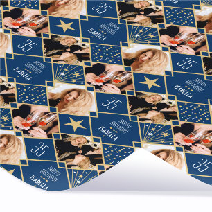 Papier Cadeau Anniversaire Art Déco Photo Personnalisée Tout Âge