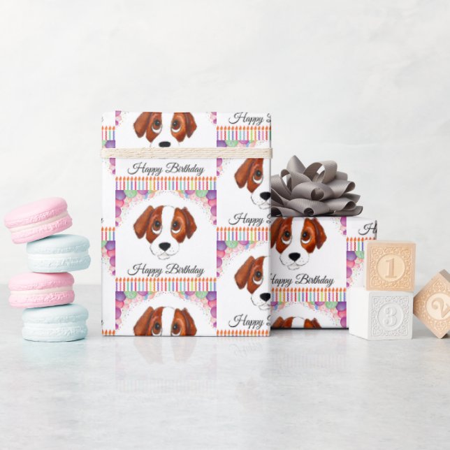 Papier Cadeau Anniversaire beagle (Baby Shower)