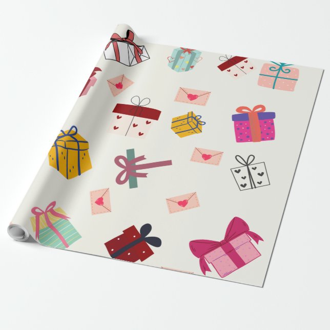Papier Cadeau Anniversaire blanc moderne (Déroulé)