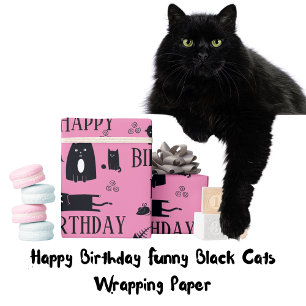 Papier Cadeau Anniversaire Chats Noirs Drôles