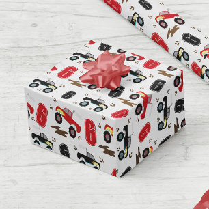 Papier Cadeau Anniversaire de camion monstre âge personnalisé