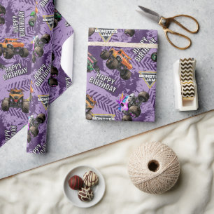 Papier Cadeau Anniversaire de Camions Monster Jam