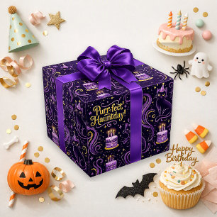 Papier Cadeau Anniversaire de chat gothique violet effrayant