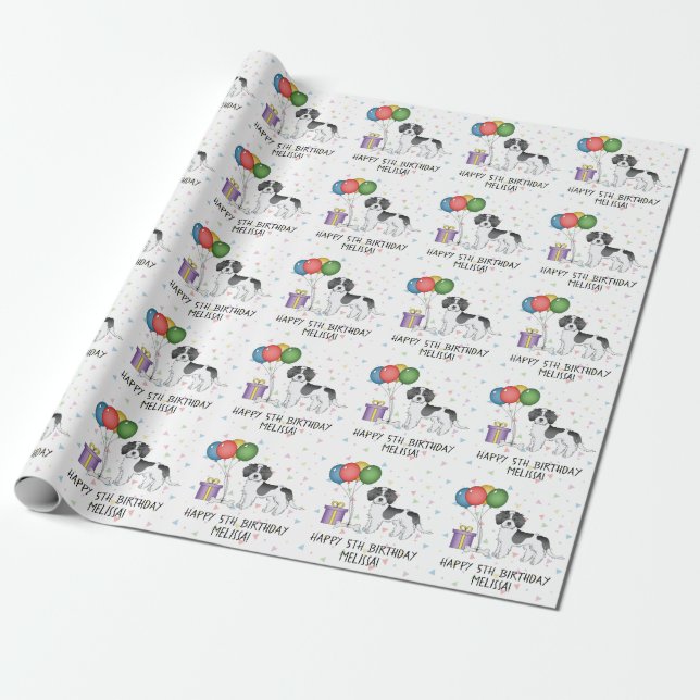 Papier Cadeau Anniversaire de chien Goldendoodle Mini de couleur (Déroulé)