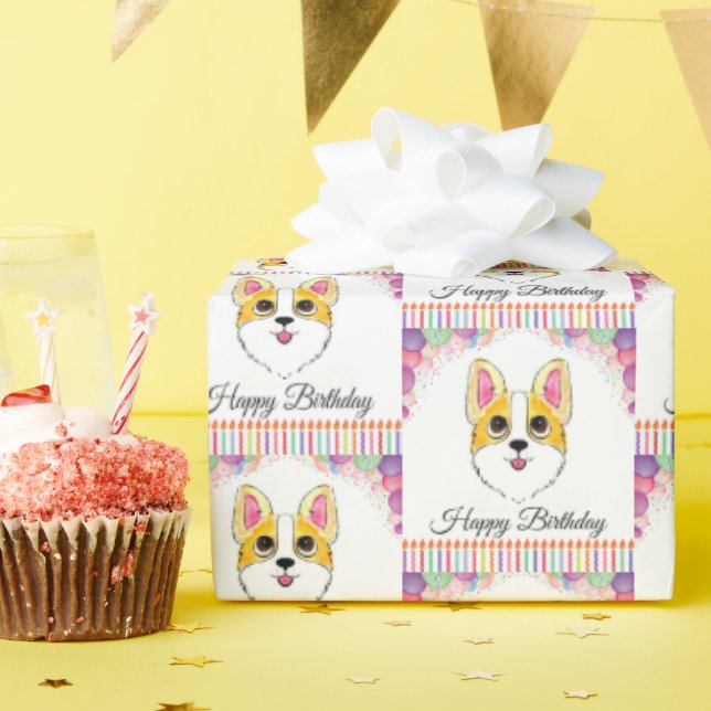 Papier Cadeau Anniversaire de Corgi (Fête d'anniversaire)