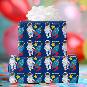 Papier Cadeau Anniversaire de enfant cool de l'astronaute spatia