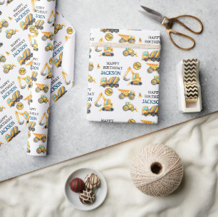 Papier Cadeau Anniversaire de enfant de camion de construction