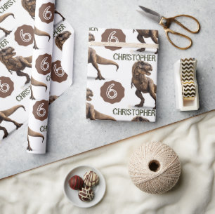 Papier Cadeau Anniversaire de enfant du parti Dinosaur Trex