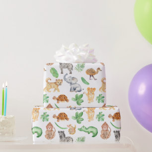 Papier Cadeau Anniversaire de enfant Jungle Safari Animaux