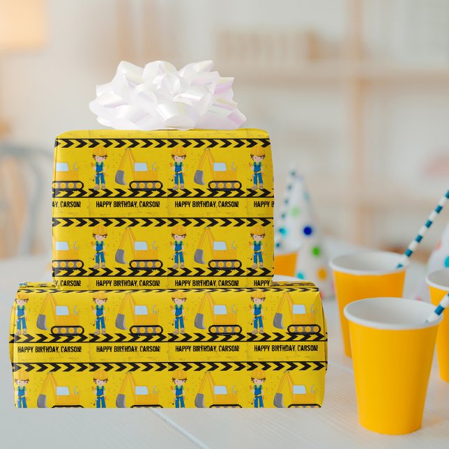 Papier Cadeau Anniversaire de enfant personnalisé cool Construct (Créateur téléchargé)