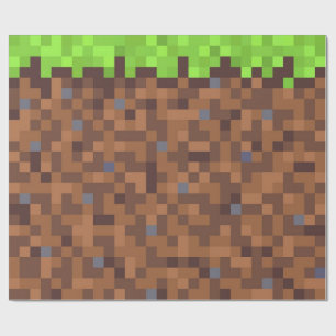 Papier Cadeau Anniversaire de gamer à gazon pixel