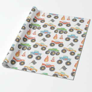 Papier Cadeau Anniversaire de garçon BRODI Monster Truck Coloré