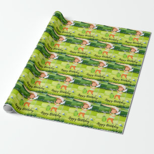 Papier Cadeau Anniversaire de golf avec Golfer on Green Grass