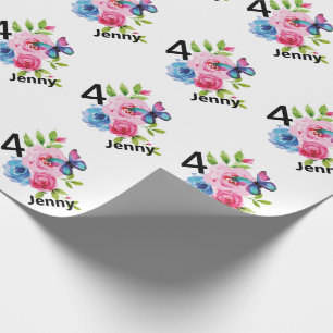 Papier Cadeau Anniversaire de la petite fille Nom personnalisé 