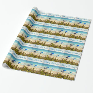 Papier Cadeau Anniversaire de la plage tropicale Retro