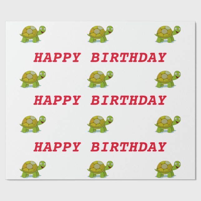 Papier Cadeau Anniversaire de la tortue (Plat)