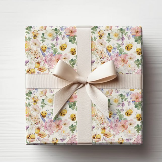 Papier Cadeau Anniversaire de l'abeille mignonne (Cute Bee Birthday Wrapping Paper
)