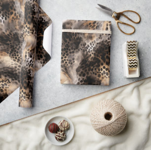 Papier Cadeau Anniversaire de l'animal léopard noir crème