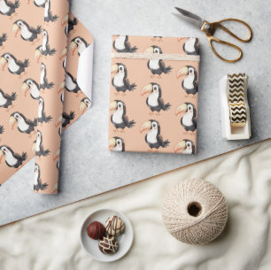 Papier Cadeau Anniversaire de l'animal oiseau toucan pêche