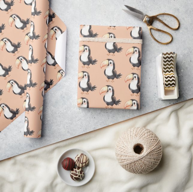 Papier Cadeau Anniversaire de l'animal oiseau toucan pêche (Artisanat)